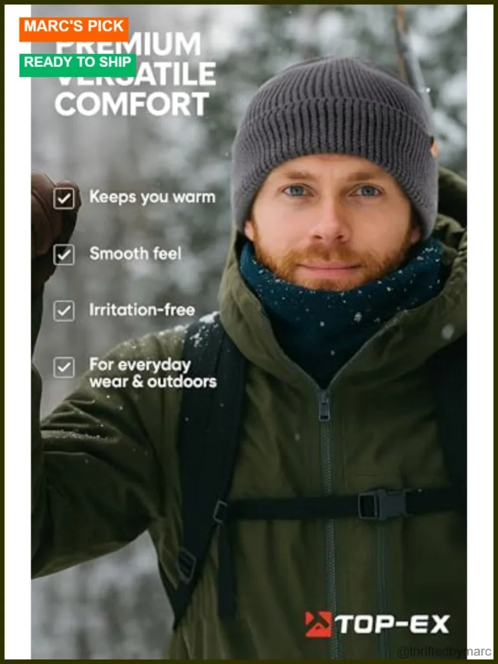 100% Merino Wool Beanie Hat for Big Heads - Warm Soft Knit Winter Hat Hiking